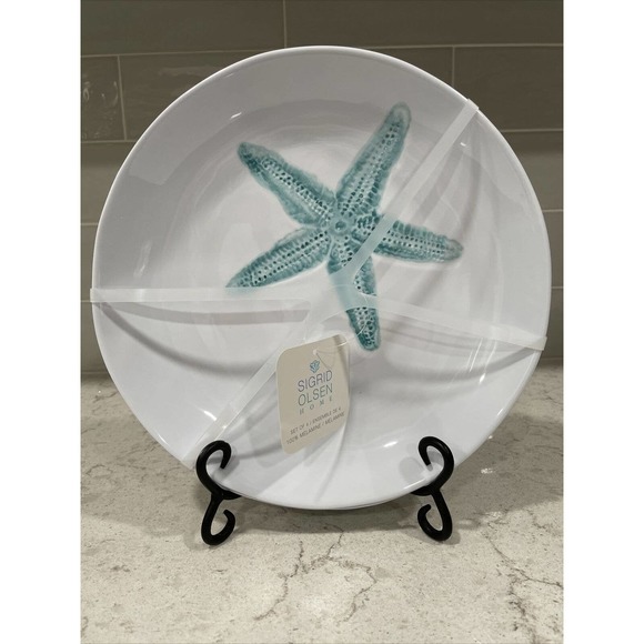 Sigrid Olsen Dining Set 4 Starfish Melamine Dinner Plates Sigrid
